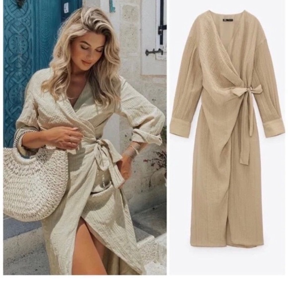Zara textured wrap dress - Picture 4 of 7